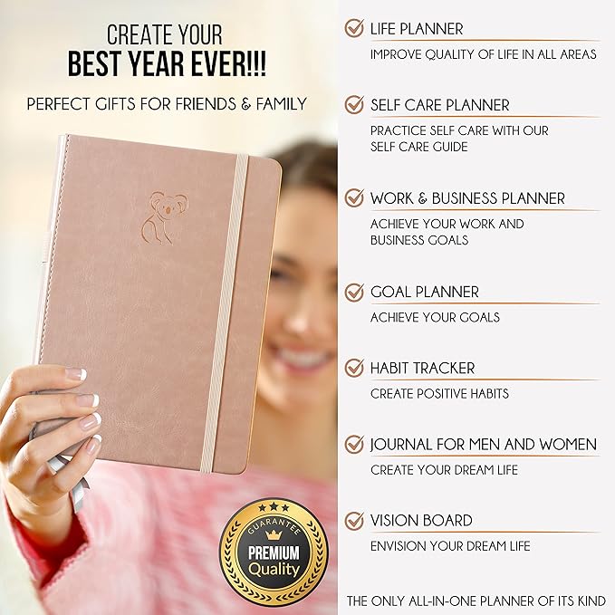 Life Planner - Gratitude Journal for Men & Women | Daily, Weekly & Monthly Planner with Budget Section, Time Blocking, Habit Tracker for Peace of Mind Planning to Increase Productivity & Happiness-DeskLoop Office