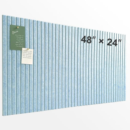 Large Cork Board for Office, 8 Pack Felt Wall Tiles with Slat Wall Paneling, Felt Bulletin Board Pin Board Cork Boards for Walls - Light Blue-DeskLoop Office