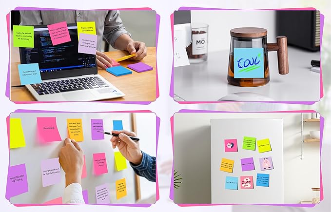 (36 Pack) Sticky Notes 3x3 in Post, 9 Bright Colors Self-Stick Note Pads it, Strong Adhesive, Easy to Post for Home, Office, Notebook-DeskLoop Office