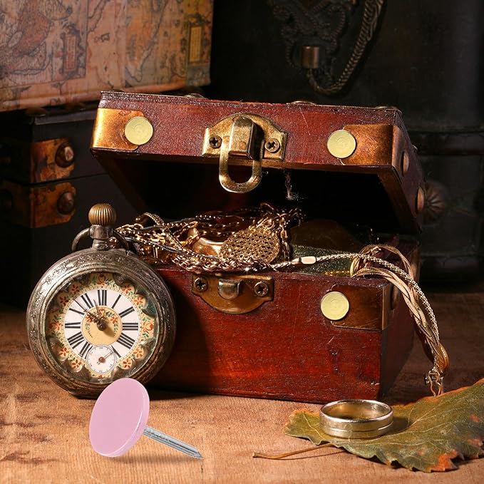 uxcell 120Pcs Push Pins, 11mmx17mm Round Flat Head Decorative Thumb Tacks Upholstery Tacks for Cork Board Office Wall Hangings, Pink-DeskLoop Office