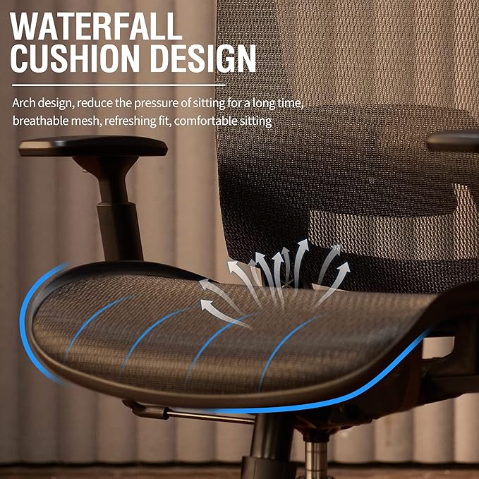 ELABEST Mesh Office Chair,Ergonomic Computer Desk Chair,Sturdy Task Chair- Adjustable Lumbar Support & Armrests,Tilt Function,Comfort Wide Seat,Swivel Home Office Chair (Black)-DeskLoop Office
