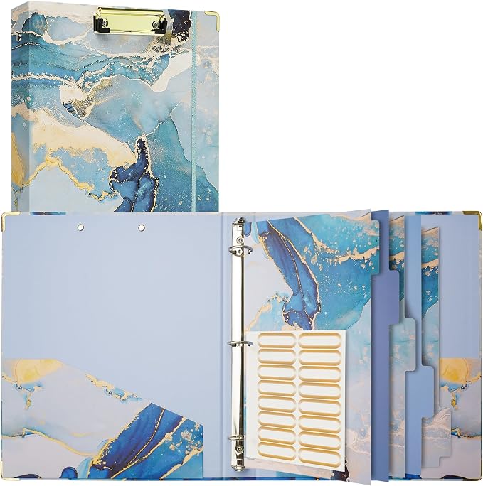 Cute 3 Ring Binder with Clipboard, 1 Inch Round Ring Organizer with 5 Tab - Image 9