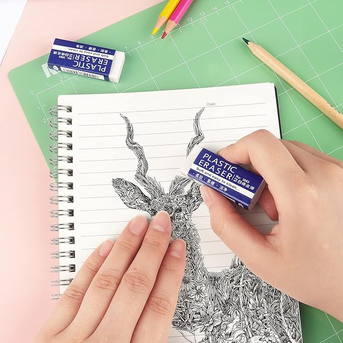 Tamaki 24 Pack Pencil Erasers, Large White Erasers for School Office, Art Erasers for Drawing-DeskLoop Office