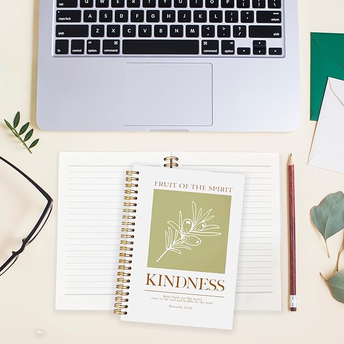 BearCake Bible Notebooks for Note Taking,Bible Journaling Notebook,Christian Notebook Journal,Fruit of the Spirit Kindness Christian Gifts for Women,Spiral Notebook 5.5x8.3-DeskLoop Office