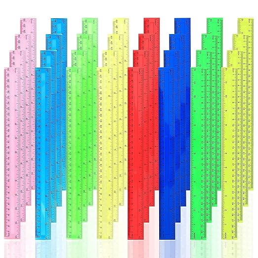 64 Pack Rulers Bulk for Classroom 12 inch, Plastic Clear Rulers for Office Back to School Supplies with Inches and Centimeters-DeskLoop Office