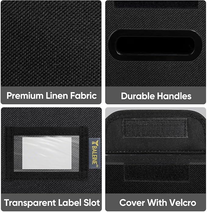 BALEINE File Organizer Box with Lid, Collapsible File Folder Organizer with Plastic Slide, Hanging File Folder Box for Office Document Storage (1 Pack, Black, S)-DeskLoop Office