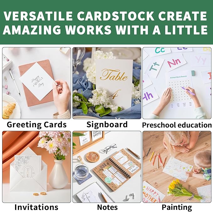 100 Sheets White Cards Blank - 5''x7'' White Card Stock 300gsm/110lb Thick Paper Cardstock, Heavy CardStock Blank for Wedding Invitations, Index Cards, Greeting, Note - PAP07300100-DeskLoop Office