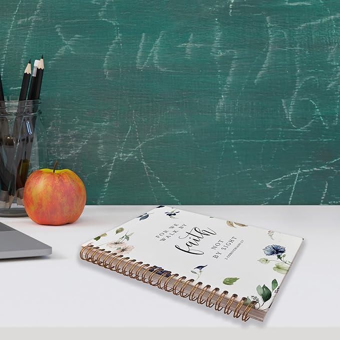 VNWEK Bible Scripture 2 Corinthians 5:7 for Me Walk by Faith not by Sight Watercolor Floral Spiral Notebook Journal 5.5 x 8.3 inches,Christian Lined Hardcover Spiral Notebook,Christian Gifts-DeskLoop Office