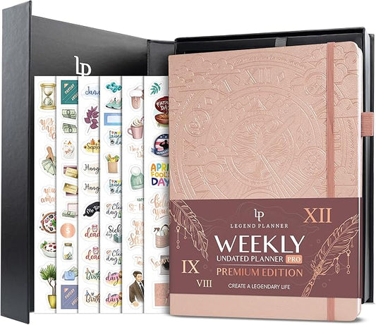 Legend Planner PRO Premium – Large Undated Weekly, Monthly & Budget Planner with Habit Tracker – Life Organizer for Time & Task Management, Goal Setting & Productivity – A4 size (Rose Gold)-DeskLoop Office