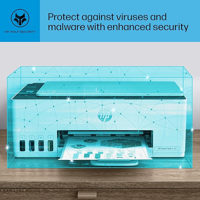 HP Smart Tank 5103 Wireless All-in-One Refillable Ink Tank Printer, Scanner, Copier with 2 Years of Ink and 100 Sheets of Photo Paper Included, Best for Home (5D1B2A)-DeskLoop Office