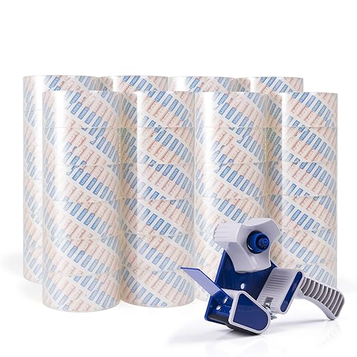 ADHES 48 Rolls Packing Tape with Dispenser Gun, 2.6 Mil Heavy Duty Packaging Tap for Shipping, Moving and Storing, 1.88 Inch x 55Yards, Super Clear-DeskLoop Office