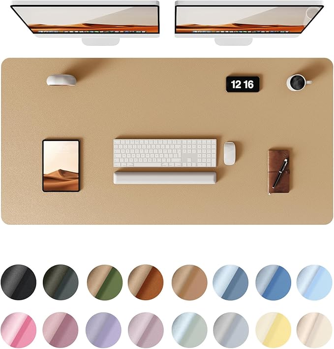 YSAGi Leather Desk Protector, Office Mat, Large Mouse Mat, Non-Slip PU Leather Blotter, Laptop Desk Mat, Waterproof Writing Pad for Office and Home (Latte, 47.2" x 23.21")-DeskLoop Office