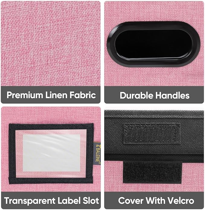 BALEINE File Organizer Box with Lid, Collapsible File Folder Organizer with Plastic Slide, Hanging File Folder Box for Office Document Storage (2 Pack, Pink)-DeskLoop Office