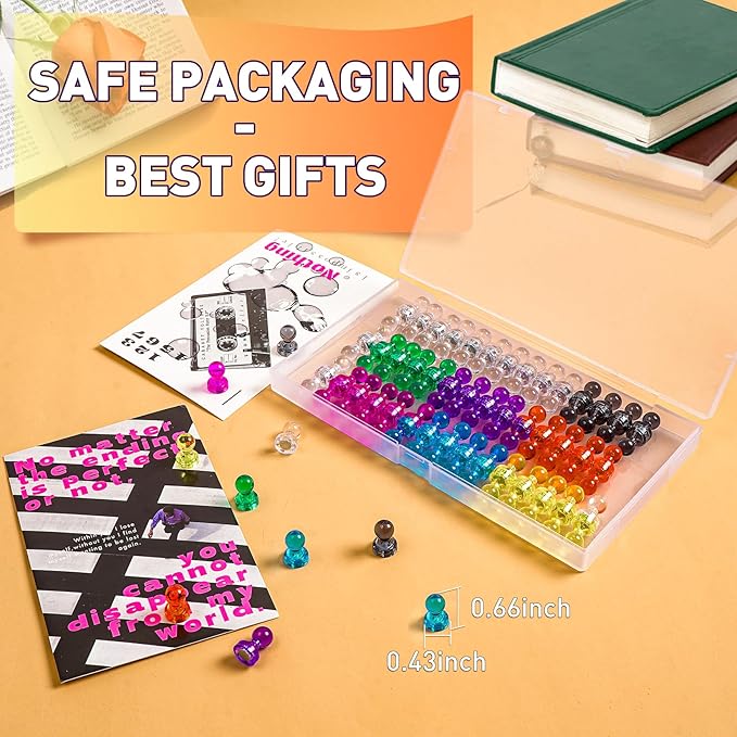 VNDUEEY 96PCS Strong Fridge Magnets, Colorful Magnetic Push Pins for Bulletin Board, Dry Erase Magnets Refrigerator Magnet, Small Strong Magnets for Whiteboard, Kitchen, School, Office, Map (8 Colors)-DeskLoop Office