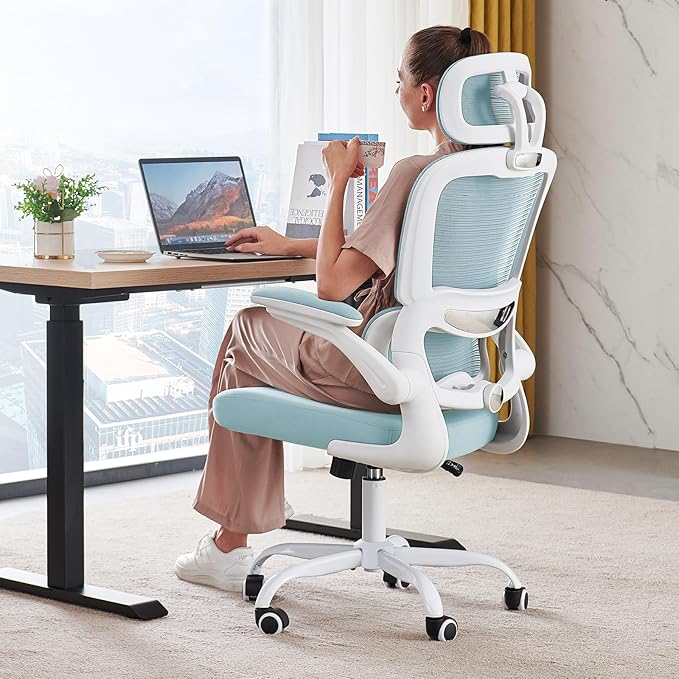 TRALT Office Chair Ergonomic Desk Chair, 330 LBS Home Mesh Office Desk Chairs with Wheels, Comfortable Gaming Chair, High Back Office Chair for Long Hours (Blue)-DeskLoop Office