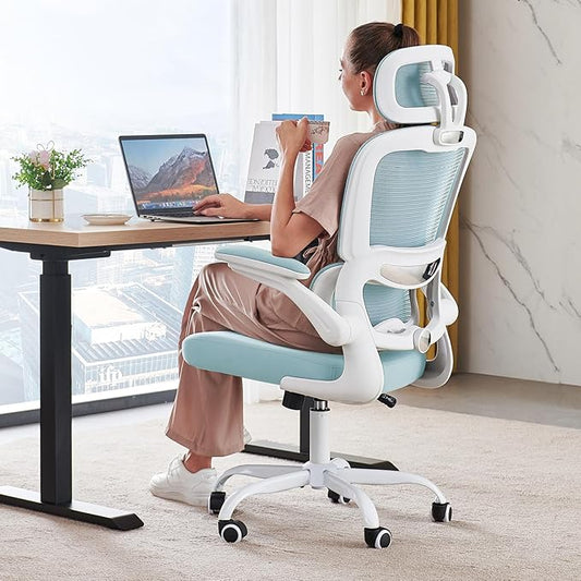 TRALT Office Chair Ergonomic Desk Chair, 330 LBS Home Mesh Office Desk Chairs with Wheels, Comfortable Gaming Chair, High Back Office Chair for Long Hours (Blue)-DeskLoop Office