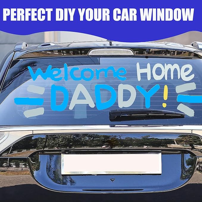 Window Chalk Markers for Cars Glass Washable, 16 Colors Jumbo Liquid Chalk Marker Pens with 10mm 3 in 1 Nib Wide Tips, Big Chalkboard Markers Car Window Paint Pens for Auto, Bistro, Mirror, Poster-DeskLoop Office