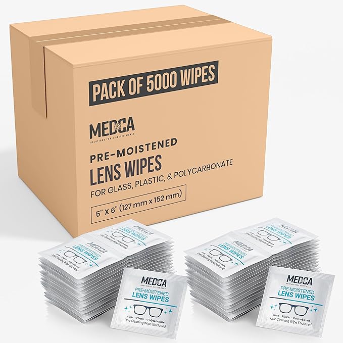 Premoistened Lens and Glass Cleaning Wipes - Portable Travel Cleaner for Glasses, Camera, Cell Phone, Smartphone, and Tablet - Disposable, Quick Drying, Streak Free - Bulk Pack of 5000-DeskLoop Office
