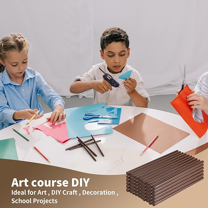 MATUFF Brown Hot Glue Sticks Mini 0.27" x 5.9 inches, Hot Melt Mini Colored Glue Sticks for All Temperature Mini Glue Guns, for DIY Craft Arts and Wedding Cards, Stamp Sealing, Bulk hot Glue 60 Pack-DeskLoop Office