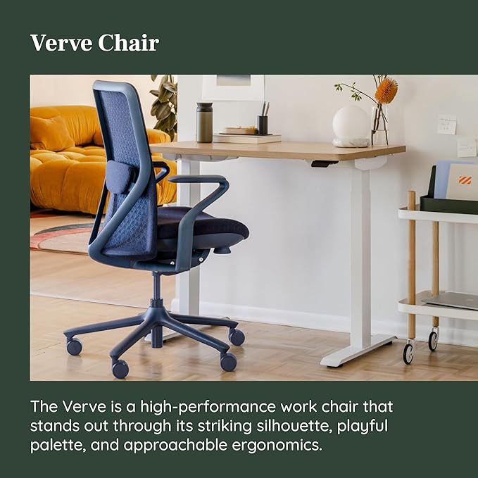 Branch Verve Chair - High Performance Executive Office Chair with Contoured Seat Back and Adjustable Lumbar Rest - High Density Foam Cushion with Aluminum Base - Up to 275 lbs - Cobalt-DeskLoop Office
