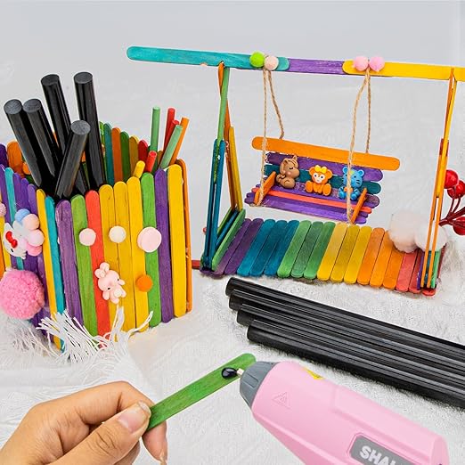 SHALL Full Size Hot Glue Sticks, 0.43” Dia x 8” Long, 100 Pack Black Glue Gun Sticks for All-Temp Glue Guns, Hot Melt Adhesive Glue Sticks Multipurpose for DIY Art Craft Sealing Repair Festival Decor-DeskLoop Office