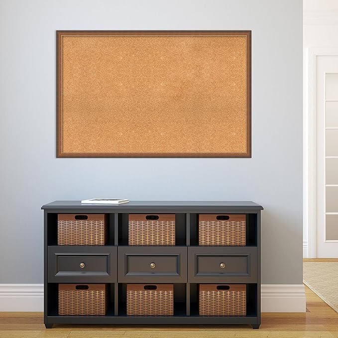 Amanti Art Natural Cork Board for Wall, 30x46 Vision Board with Bronze Frame, Oversize Corkboard Office Decor for Home Organization, Modern Corkboard Pinboard to Display Items for Home Organization-DeskLoop Office