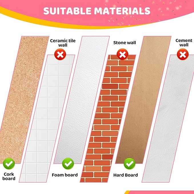 240Pcs Pink Thumb Tacks,5 Style Cute Push Pins, Decorative Push Pins for Bulletin Boards, Cork Board, Pink Office Supplies, Office Decor-DeskLoop Office