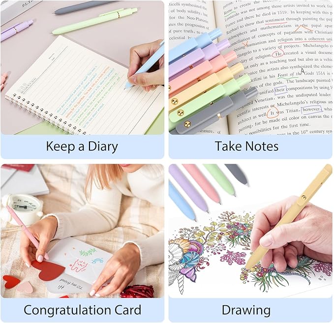 FIOVER Colored Pens, 12 Pack Colorful Gel Pens, Quick-Dry 0.7mm Medium Point for Journaling, Note Taking, Doodling, Aesthetic Office School Supplies, Gifts for Women Men-DeskLoop Office