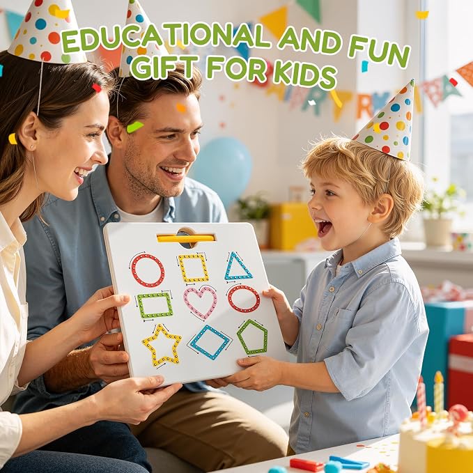 GAMENOTE Magnetic Shapes and Lines Tracing Board, 2-in-1 Double-Sided Pencil - Image 9