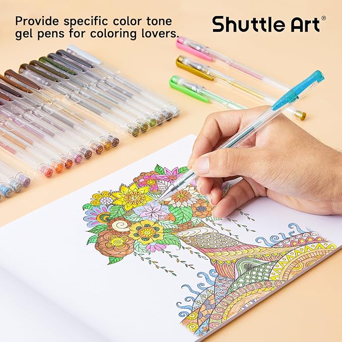 Shuttle Art 60 Pack Earth Tone Gel Pens, 30 Brown Earth Tone Gel Pens with 30 Refills for Adults Coloring Books Journaling Drawing Nature, Landscapes, Animals Scenes-DeskLoop Office