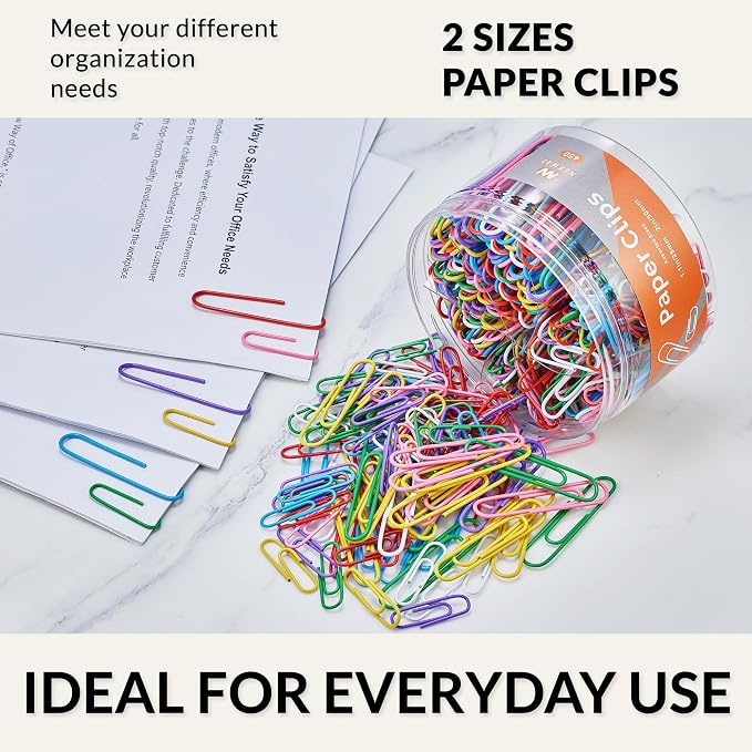 NEEWAY 450pcs Paper Clips Assorted Sizes, Small and Large Paper Clips, Coated - Image 6