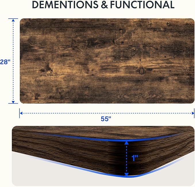 FLEXISPOT EN2 Whole-Piece Standing Desk with Clamp Power Strip, 55 x 28 Electric Stand Up Height Adjustable Desk with Cable Management (White Frame + 55" Rustic Brown Desktop, 2 Packages)-DeskLoop Office
