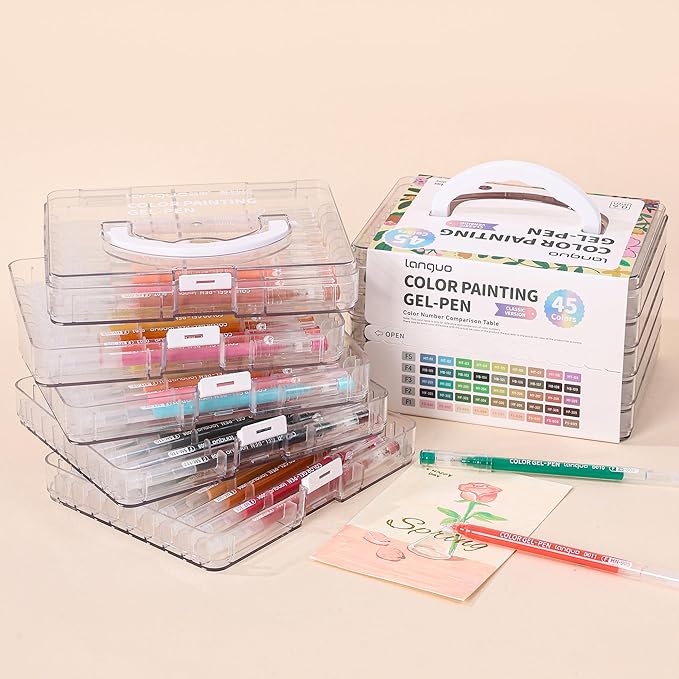 Gel Pens for Adult Coloring Books, 45 Colors Set Gel Colored Pens Marker, Perfect Gel Pens for Adult Drawing Doodling Journaling, Art Supplies and DIY Crafts-DeskLoop Office