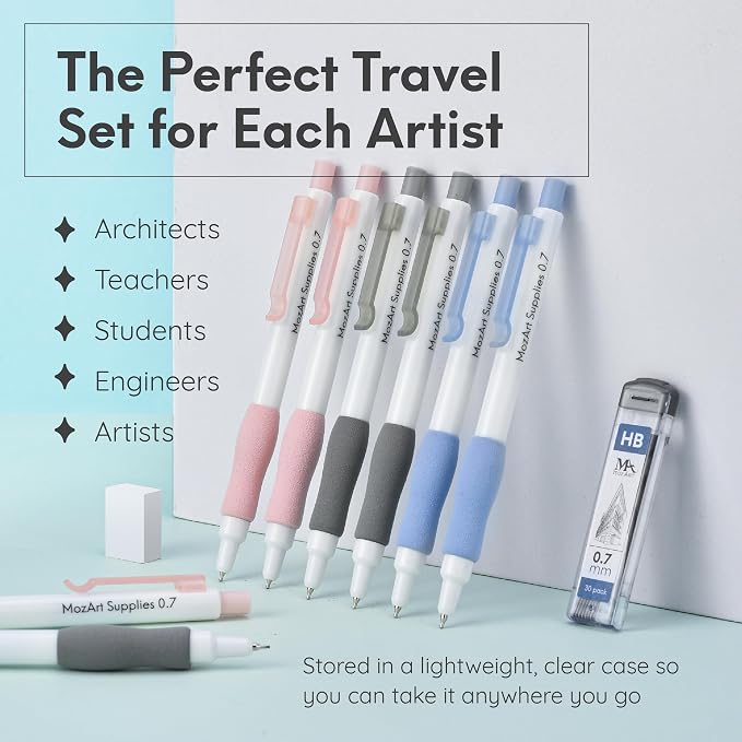 MozArt Cute Mechanical Pencil Set 0.7mm 16PCS Pastel Aesthetic Girls | 30 HB - Image 7