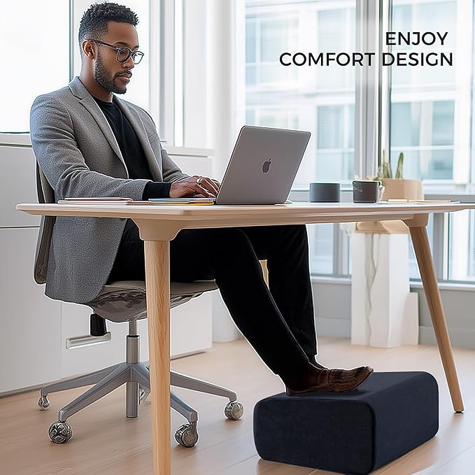 Ganondorf Foot Rest for Under Desk at Work Adjustable Foot Rest Under Desk Ergonomic Foot Stools for Under Office Desk Leg Pillow for Underdesk Footrest with Washable Cover, Black-DeskLoop Office
