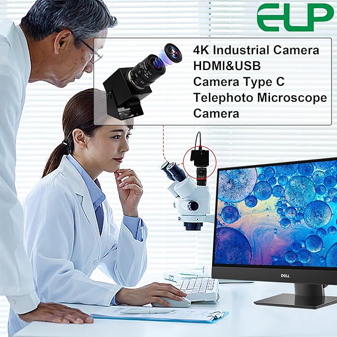 ELP 4K USB HDMI Camera Manual Zoom Webcam - Variable Focus H.264 Telescope USB Security Mini Close-up for Computer - 8mp IMX415 Industrial CCTV (2.8-12mm 4X Zoom Lens)-DeskLoop Office