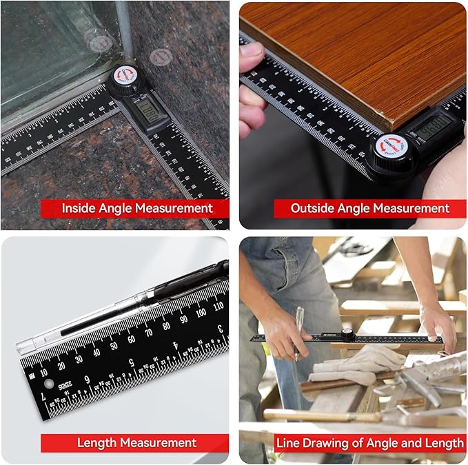 GemRed 82305 Aluminum Digital Angle Finder Protractor-DeskLoop Office
