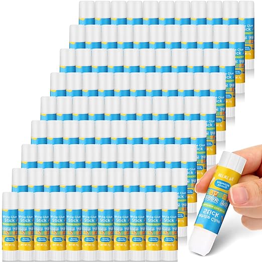 Zubebe 200 Pcs White Glue Stick Bulk Back to School Gifts First Day Sets 0.32 oz Washable Glue Stick for Crafts Home Classroom Prize Party Supplies Scrapbooking Crafting Supplies(School)-DeskLoop Office