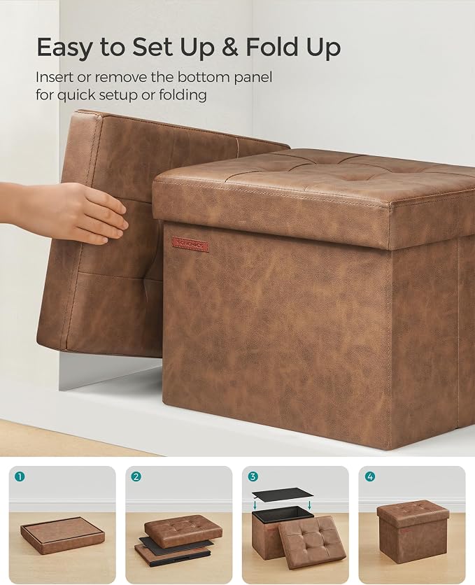 SONGMICS Small Folding Storage Ottoman, Foot Rest Stool, Cube Footrest - Image 6