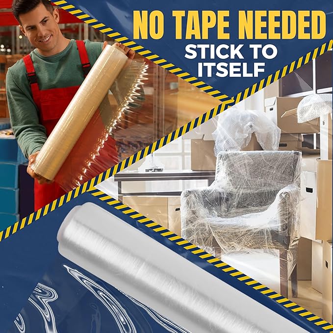 Industrial Stretch Film Wrap – 18" x 1000 FT x 80 Gauge, 4 Rolls Heavy Duty Pallet Wrap | Clear Plastic Moving Wrap for Packing, Shipping, Furniture & Luggage – Durable Self-Adhering Shrink Wrap Roll-DeskLoop Office