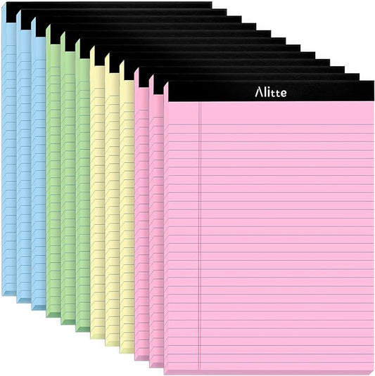 Colored Legal Pads 8.5 x 11, Pack of 12 - Perforated Wide Ruled Writing Note Pads - Premium Thick Paper, No Ink Bleeding - Lined Legal Pad For Home, Office, School, Business - 50 Sheets-DeskLoop Office