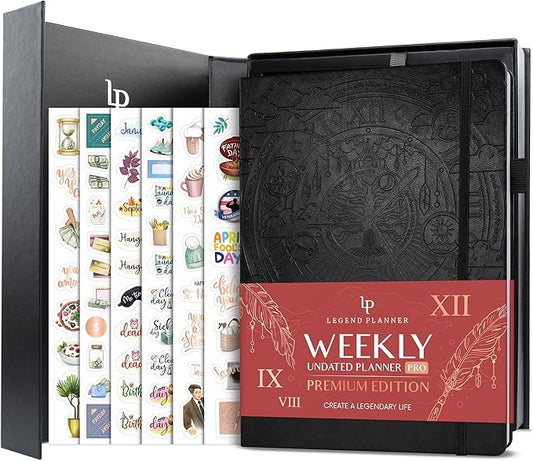 Legend Planner PRO Premium – Large Undated Weekly, Monthly & Budget Planner with Habit Tracker – Life Organizer for Time & Task Management, Goal Setting & Productivity – A4 size (Black)-DeskLoop Office