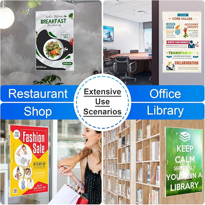 Acrylic Sign Holder 11 x 17 inches Wall Mount, 6 Pack Adhesive Vertical Wall - Image 7