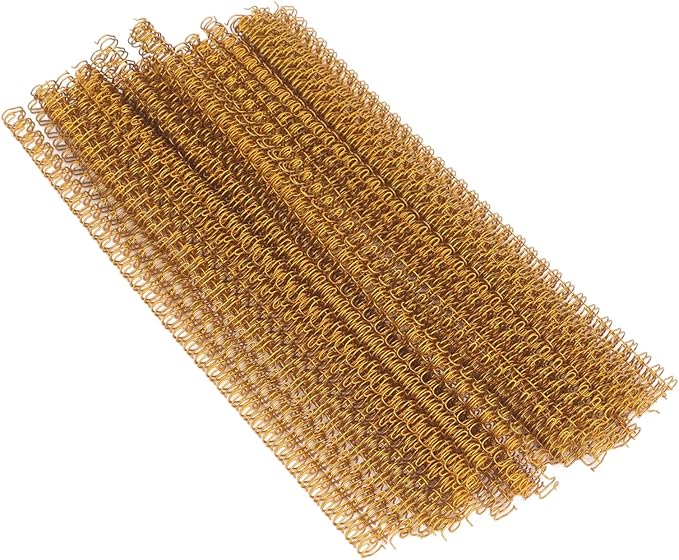 100 Pack Double Loop Wire Binding Spines, YolieraArt 1/4 Inch Spiral Binding Coils for Letter Size,Metal Bindings for Notebook Binder Machine (20 Sheet Capacity, 100P, 3:1 Pitch Twin Combs, Gold)-DeskLoop Office