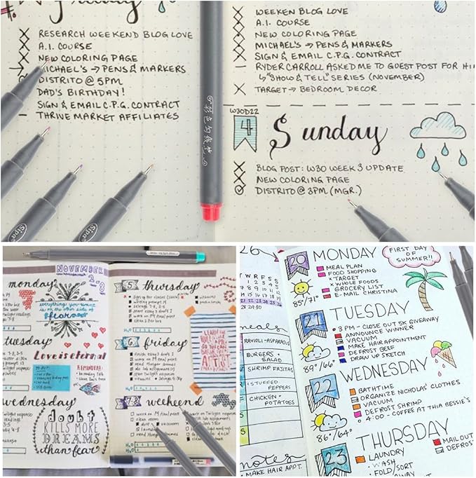 Taotree 24 Fineliner Color Pens, Fine Line Colored Sketch Writing Drawing Pens for Journaling Planner Note Taking Adult Coloring Books, Porous Fine Point Markers, School Office Teacher Art Supplies-DeskLoop Office