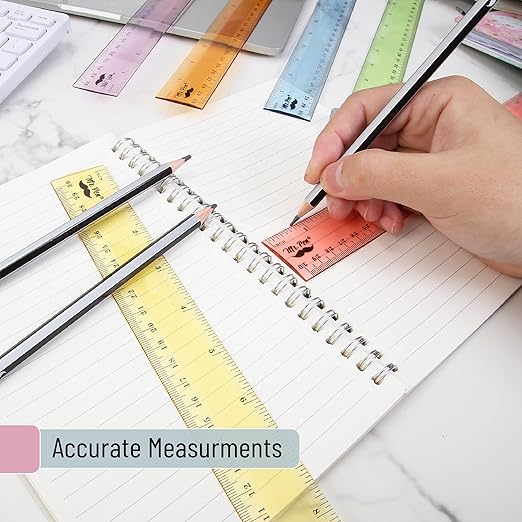 Mr. Pen- Plastic Rulers, 12 Inch, 6 Pack, Pastel Colors, Metric & Imperial, Clear Ruler Set, Cute Ruler 12 Inch-DeskLoop Office