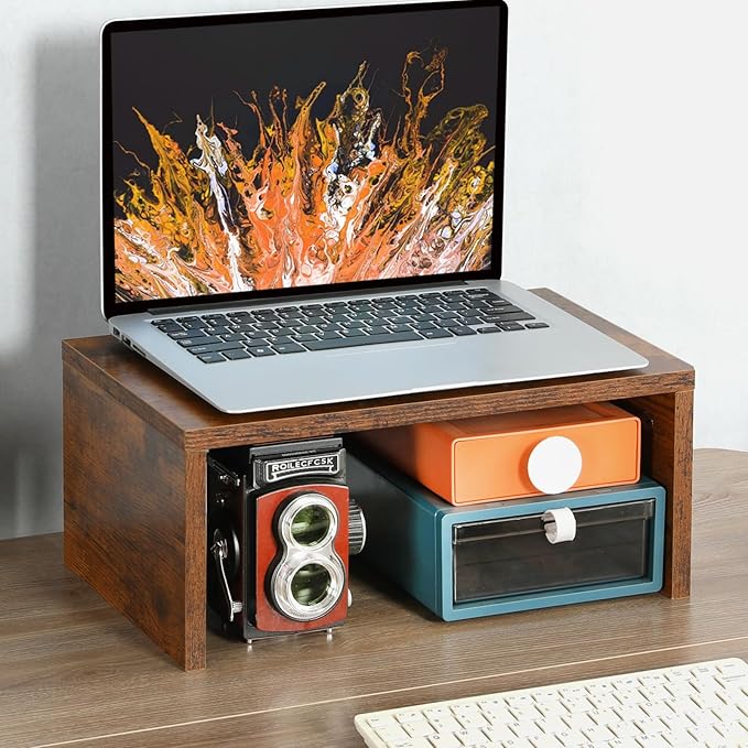 TEAMIX Higher Monitor Stand Riser-6.7 inch, Monitor Riser with Storage for Desk Small Monitor Stand TV/Screen/PC/Laptop Riser Computer Stand Desktop Shelf-DeskLoop Office