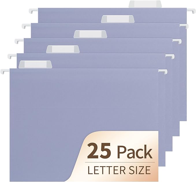 Hanging File Folders, 25 Pack Letter Size File Folders with 1/5-cut Tabs, Office Essentials for Filing Cabinet & Desk Storage-DeskLoop Office