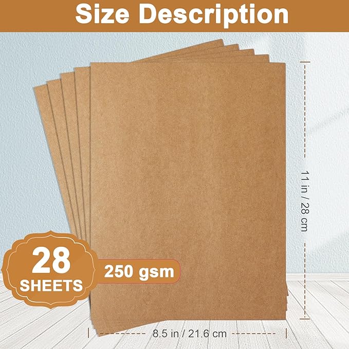 28 Sheets Brown Cardstock 8.5 x 11 Printer Paper, 92lb Heavyweight Paper Card Stock for Greeting Cards, Wrapper, Office, Stationery, Invitations, Certificate-DeskLoop Office