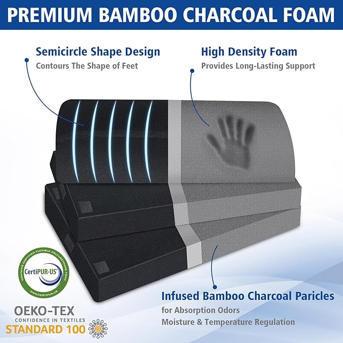 XXL(20in) Foot Rest for Under Desk at Work with 3 Adjustable Heights, Foot Stool with Bamboo Charcoal Foam, Feet Warm Pocket Footrest for Office Gaming Chair, for Leg Support -Black-DeskLoop Office